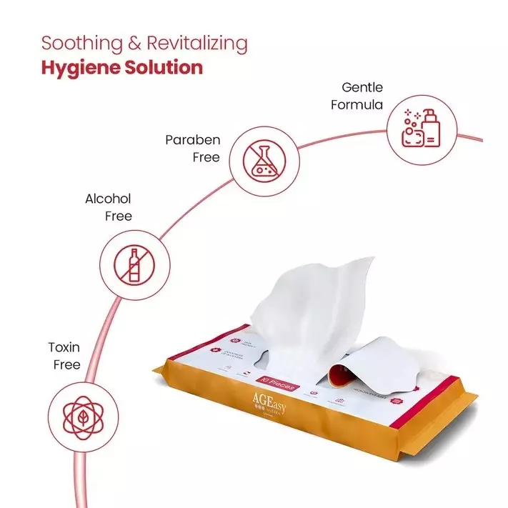 AGEasy Antara by MAX Group Bath Wipes 24x30 cm Aloe Vera Fragrance White, AEBW100101 (Pack of 10)