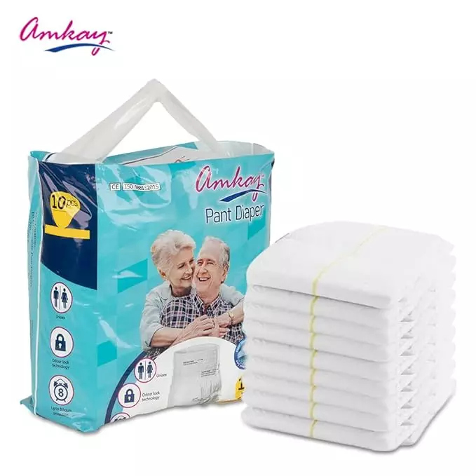 amkay-10-pcs-per-packet-medium-size-pant-diaper-for-adults-white-color-box-of-12-packets