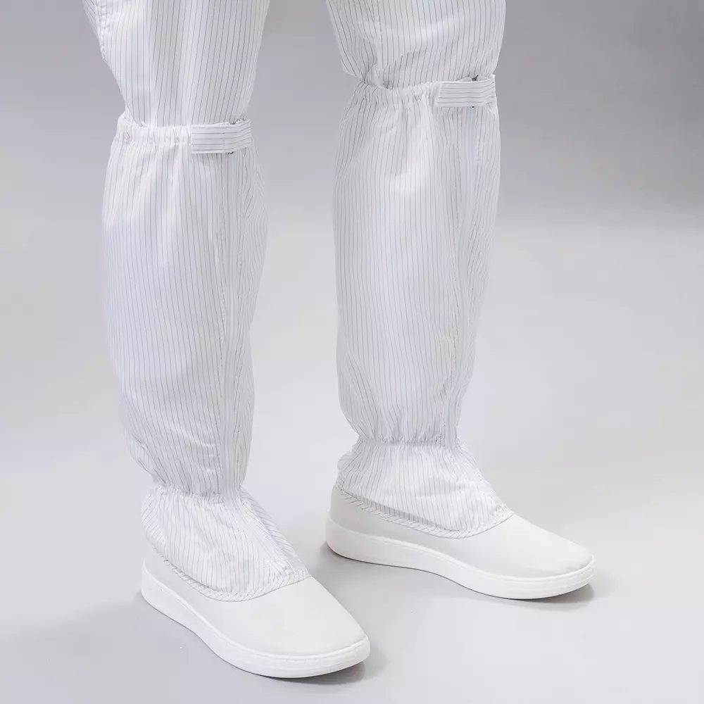 Monotaro Clean Shoes with Long Zipper White 100% Polyester with Conductive Thread PU Sole Anti-Static Size 25 cm, 14931930