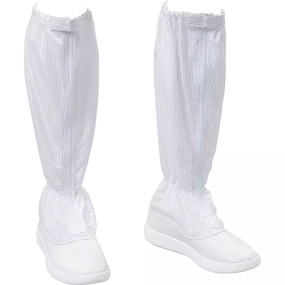 Monotaro Clean Shoes with Long Zipper White 100% Polyester with Conductive Thread PU Sole Anti-Static Size 27 cm, 14931966