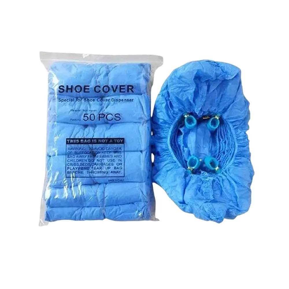 GLOBALSS Semi Automatic Shoe Cover Polythene Blue (Pack of 50 Pair)