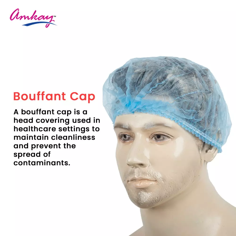 amkay-bouffant-cap-non-woven-fabric-blue-color-for-hospitals-clinics-pack-of-100