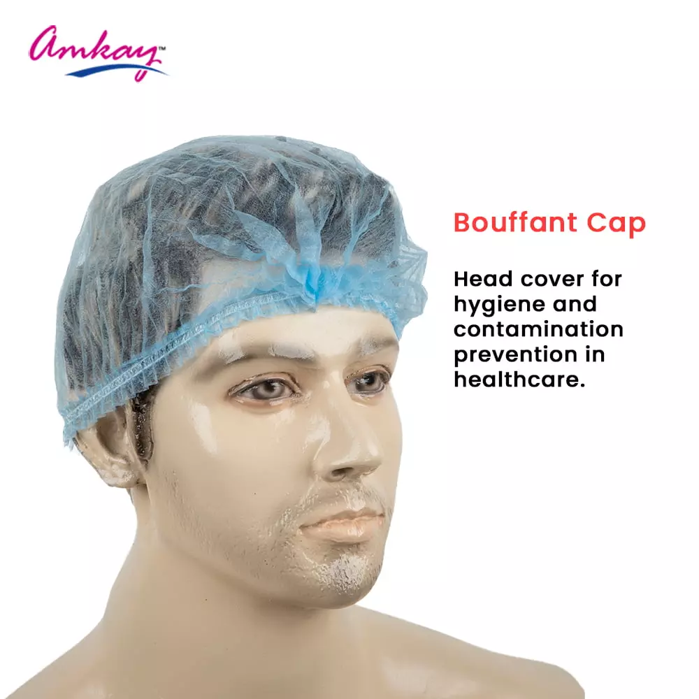amkay-bouffant-cap-non-woven-fabric-blue-color-for-hospitals-clinics-pack-of-100