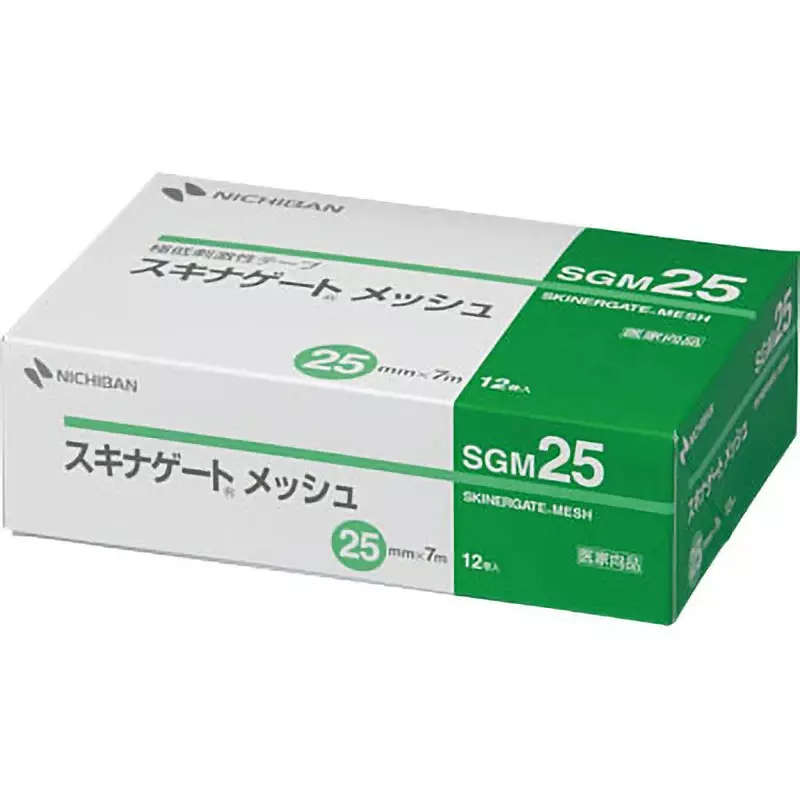 NICHIBAN SKINERGATE MESH Polyolefin Film Tape 25 mm x 7 m, SGM25 (Pack of 12 Rolls)