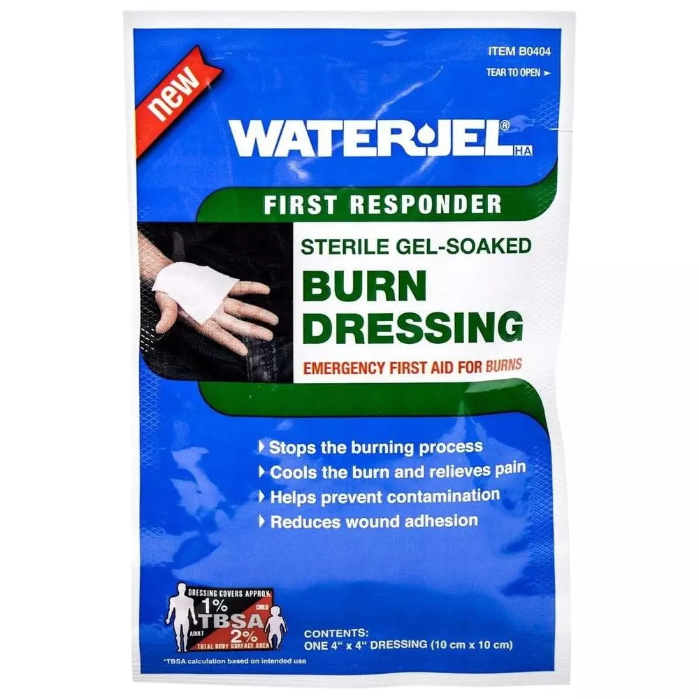 Waterjel Burn Dressing Adhesive Square Sterile White Non-Woven 10.16x10.16 cm Size, (Pack of 20 Pcs)