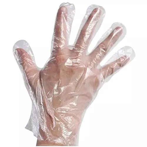 Swavind Disposable Hand Gloves Polyethylene Trandparent Power Free Standard Size (100 Pcs x 600 Box)
