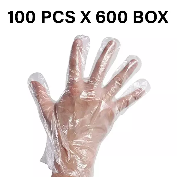 Swavind Disposable Hand Gloves Polyethylene Trandparent Power Free Standard Size (100 Pcs x 600 Box)