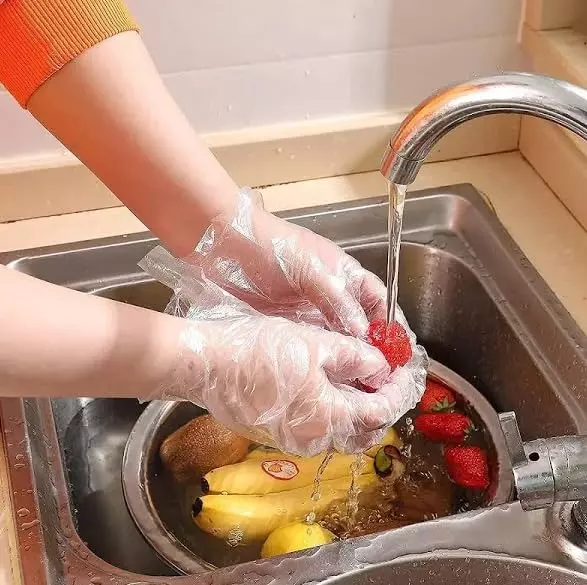 Swavind Disposable Hand Gloves Polyethylene Trandparent Power Free Standard Size (100 Pcs x 120 Box)