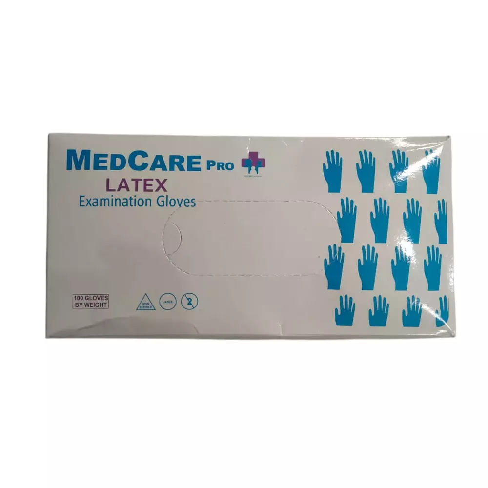 Medcare Pro Less Powdered Latex Medical Examination Gloves Medium (Pack of 500 Pcs)