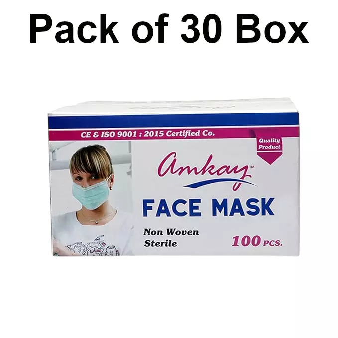 amkay-100-pcs-per-box-3-ply-face-mask-blue-color-non-woven-fabric-for-healthcare-staff-pack-of-30-box