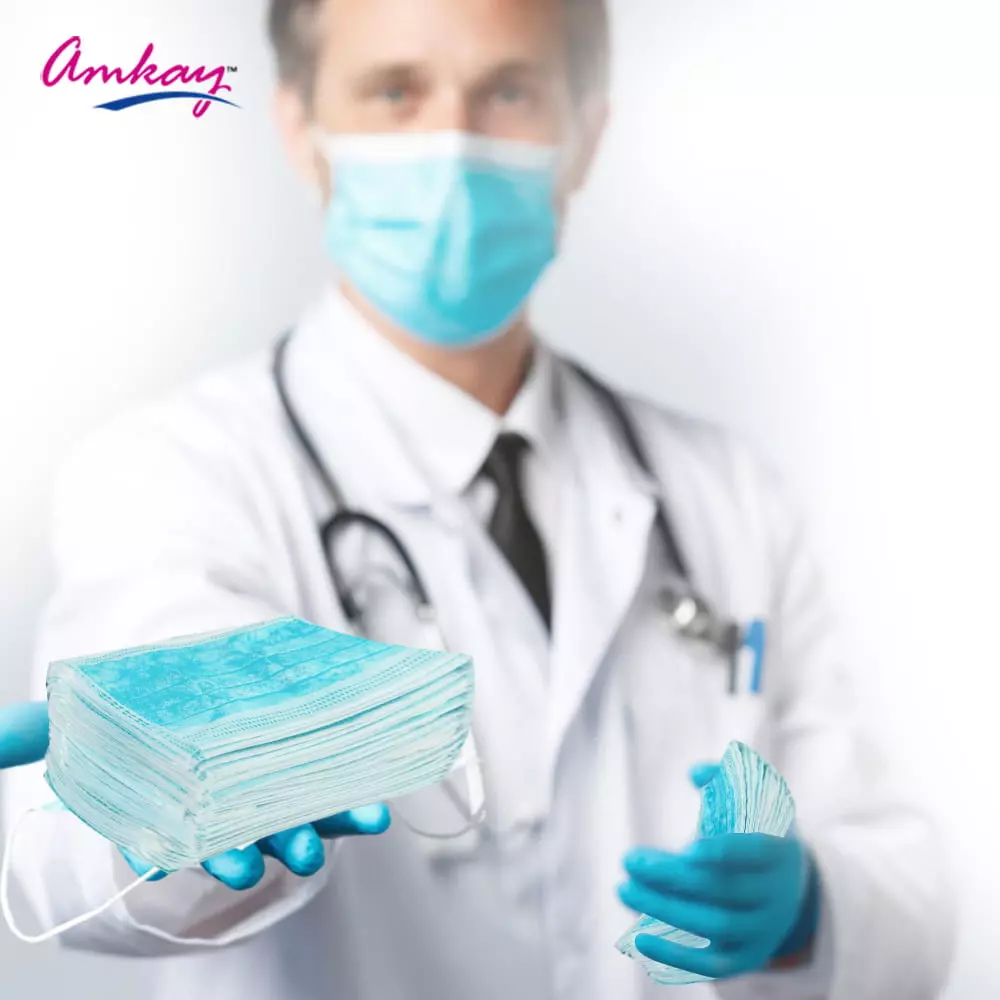 amkay-100-pcs-per-box-3-ply-face-mask-blue-color-non-woven-fabric-for-healthcare-staff-pack-of-30-box
