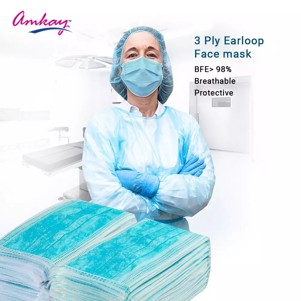 amkay-100-pcs-per-box-3-ply-face-mask-blue-color-non-woven-fabric-for-healthcare-staff-pack-of-30-box