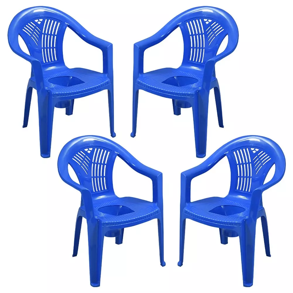 Swagath Commode Chair With Arm Rest Plastic Material 100 Kg Load Capacity 90 L Pan Capacity Blue Color, SITPOT-BL-4 (Pack of 4 Pcs)