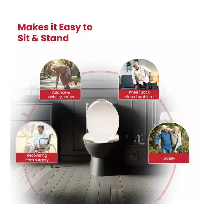 AGEasy Antara by MAX Group Commode Seat Raiser 10 cm (4 inch) Height Plastic White For Home Use, AECR100101