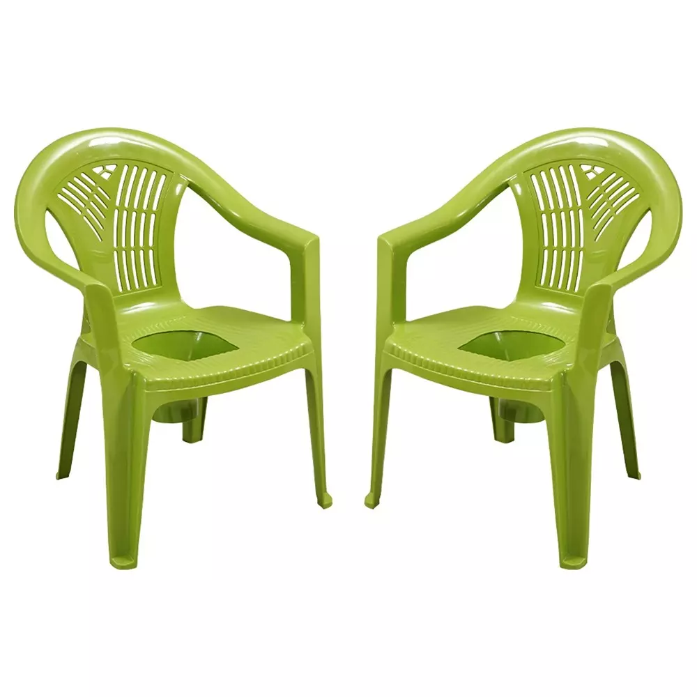 Swagath Commode Chair With Arm Rest Plastic Material 100 Kg Load Capacity 90 L Pan Capacity Green Color, SITPOT-MHGN-2 (Pack of 2 Pcs)