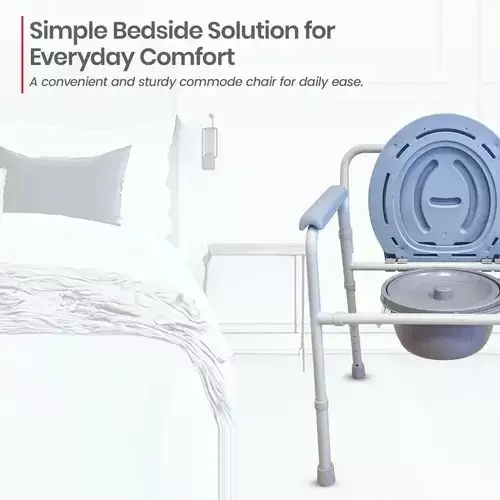 AGEasy Antara by MAX Group New Commode Chair 4 L Bucket 100 Kg Capacity Chrome Plated Aluminum Frame Material Plastic, AECC100201