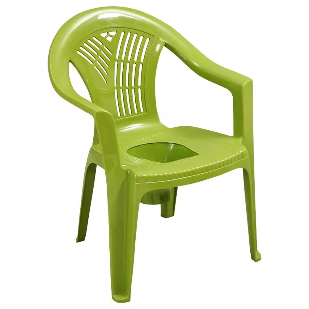 Swagath Commode Chair With Arm Rest Plastic Material 100 Kg Load Capacity 90 L Pan Capacity Green Color, SITPOT-MHGN-1
