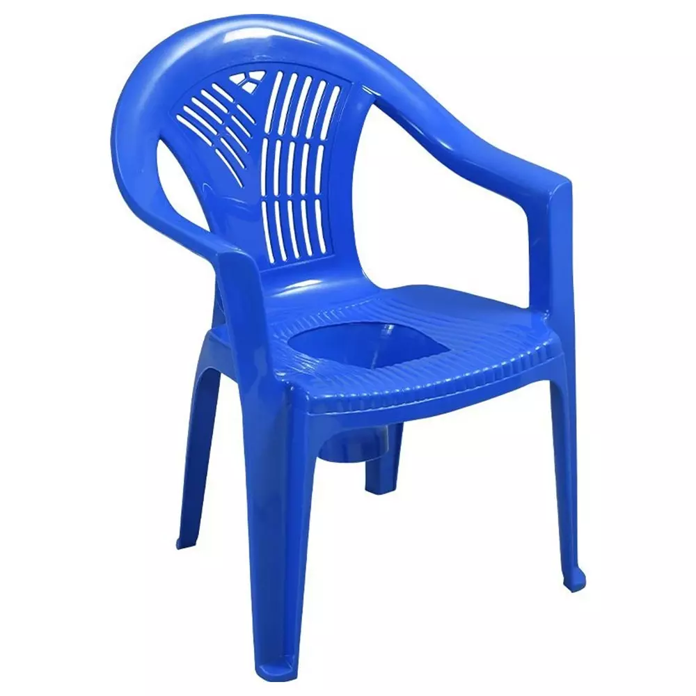 Swagath Commode Chair With Arm Rest Plastic Material 100 Kg Load Capacity 90 L Pan Capacity Blue Color, SITPOT-BL-1