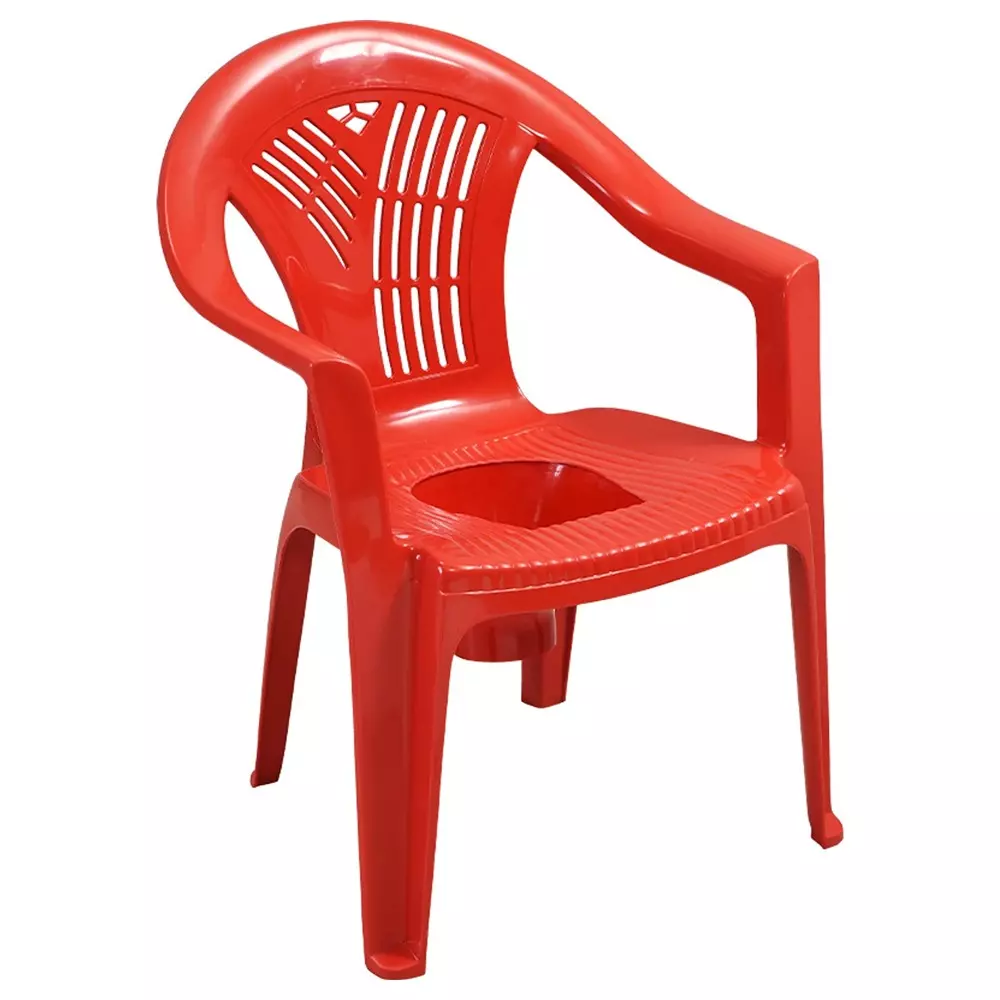 Swagath Commode Chair With Arm Rest Plastic Material 100 Kg Load Capacity 90 L Pan Capacity Red Color, SITPOT-BR-1