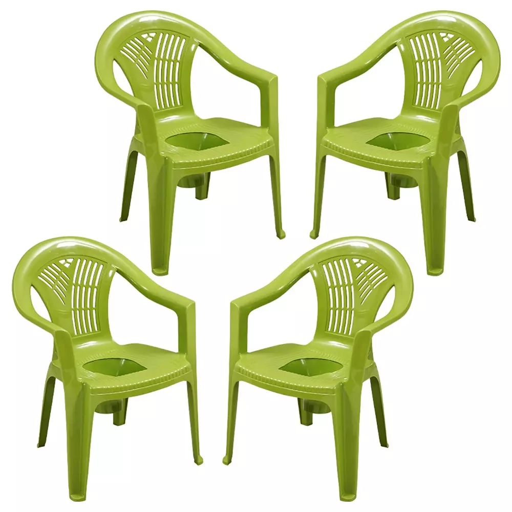 Swagath Commode Chair With Arm Rest Plastic Material 100 Kg Load Capacity 90 L Pan Capacity Green Color, SITPOT-MHGN-4 (Pack of 4 Pcs)