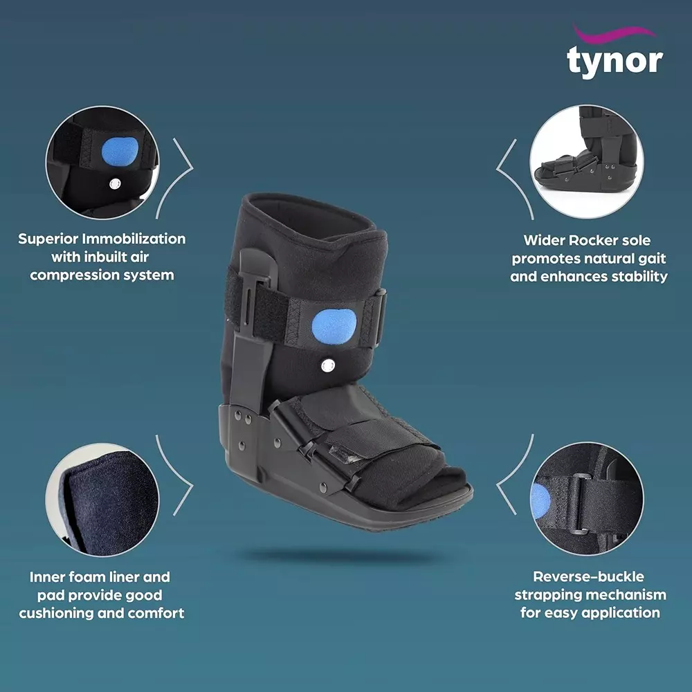Tynor Walker Boot Air Black Medium Size, TA1001