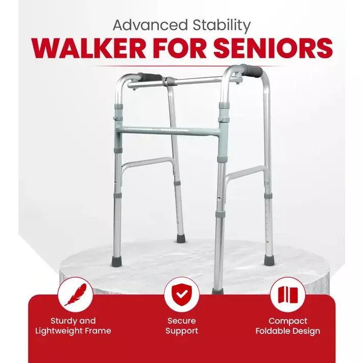 AGEasy Antara by MAX Group Walker Mesh Finish 8 Adjustable Height 100&nbsp;Kg Weight Capacity Aluminum Silver, AEWK300101