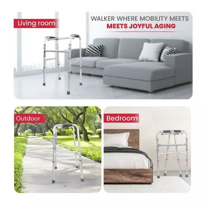 AGEasy Antara by MAX Group Walker Mesh Finish 8 Adjustable Height 100&nbsp;Kg Weight Capacity Aluminum Silver, AEWK300101