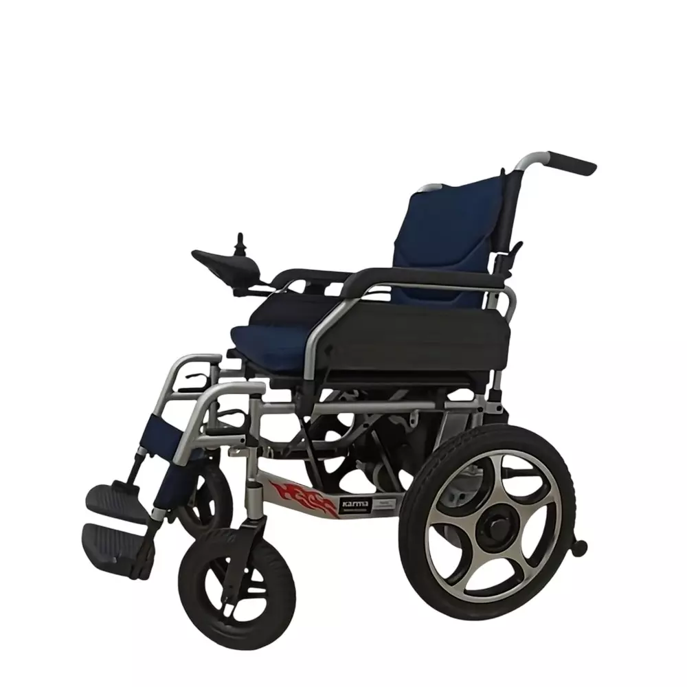 Karma Healthcare Wheelchair 100 Kg Load Capacity 45.72 cm (18 inch) Seat Width Aluminium Frame, Ryder PWC-30 Solid