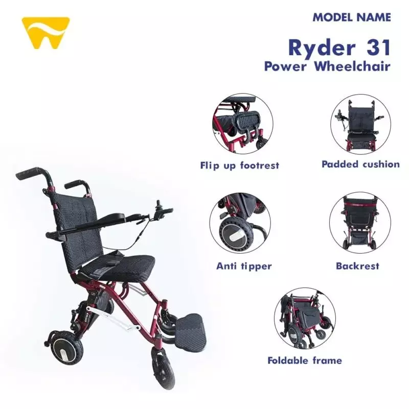 Karma Healthcare Wheelchair With Lithium Battery 100 Kg Load Capacity 42 cm (420 mm) Seat Width Aluminium Frame, Ryder 31