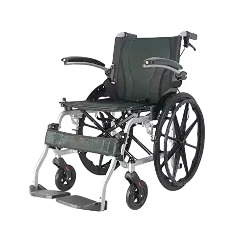 Karma Manual Foldable Wheelchair Aluminum Foldable 450 mm (18 inch) Seat Width 100 Kg Weight Capacity, Ryder 14 AWC-AR FR Mag