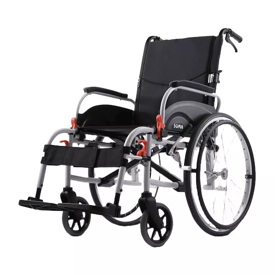 Karma Agile F24 Foldable Wheelchair Attendant-Propelled 46 cm (18 inch) Seat Width Black & Grey