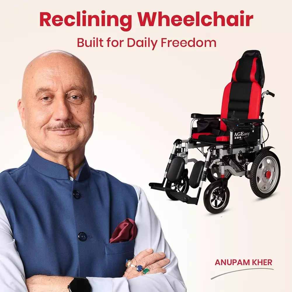 AGEasy Antara by MAX Group Power Wheel chair 250 W Power 12 Ah Battery Capacity 10-20 Km Driving Range Black & Red, AEPW100101