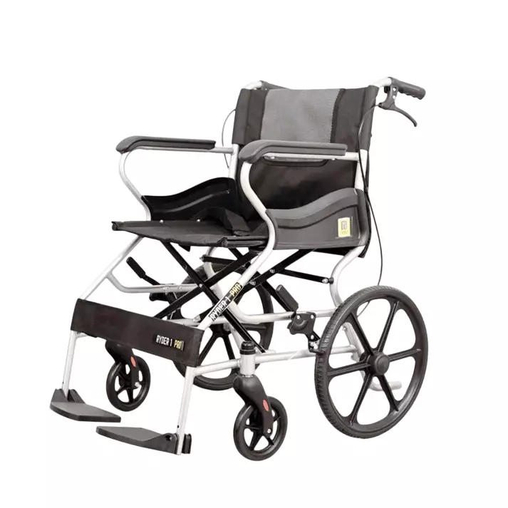 Karma Manual Folding Wheelchair Mild Steel Foldable 450 mm (18 inch) Seat Width 100–115 kg Weight Capacity, Ryder 1 Pro MWC