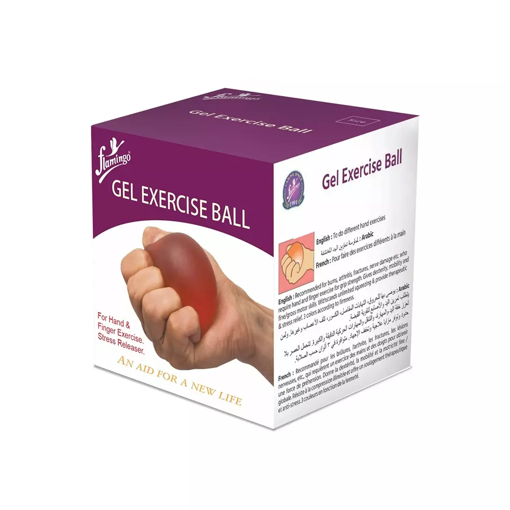 Flamingo Exercise Gel Ball Red Color Medium Resistance for Hand, Grip, Muscle Strengthening, Stress Relief, DOC 2138