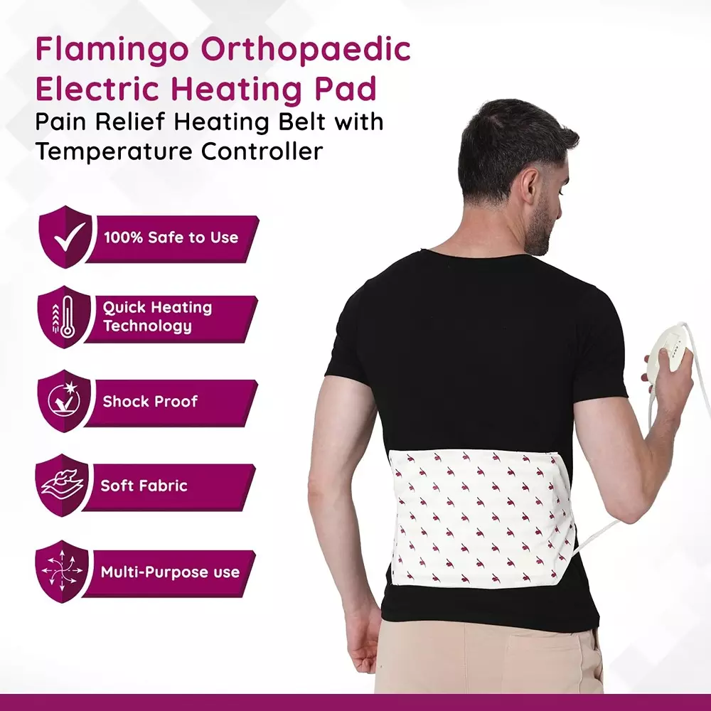 Flamingo Orthopaedic Electric Heating Pad Regular Size 55 W Polyster,Nylon,Spandex,Rayon,Glassfiber,Pvc White
