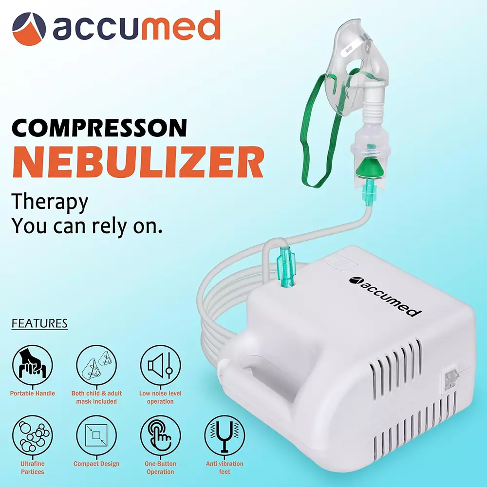 Accumed Compressor Nebulizer Br-108 Low Noise Operation High Efficiency Capacity 6 ml, AM1001