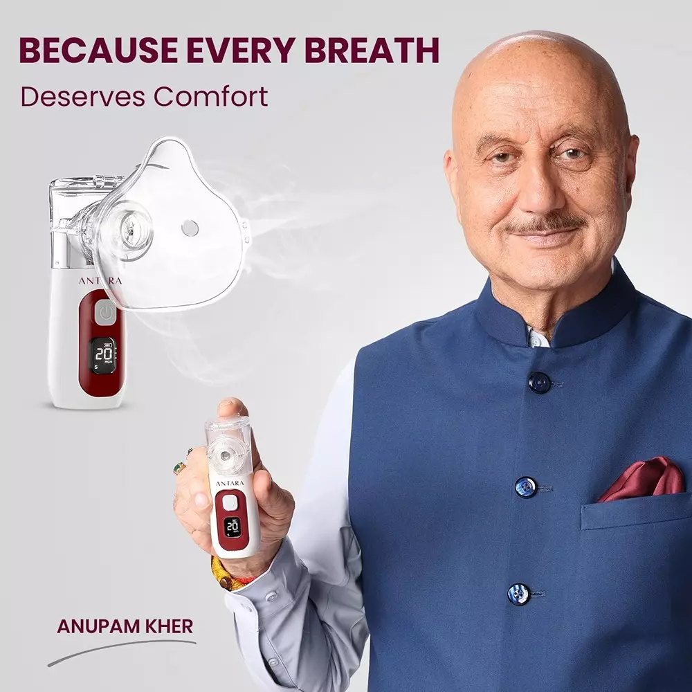 AGEasy Antara by MAX Group Display Mesh Nebulizer 3 Hrs Charging Time Built-In Rechargeable Battery White, AENB200103