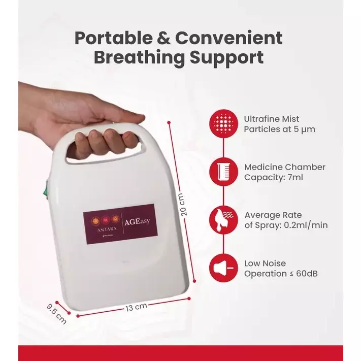 AGEasy Antara by MAX Group Compressor Nebulizer 7 ml Capacity 0.2 ml/min Spray Rate White, AENB100102