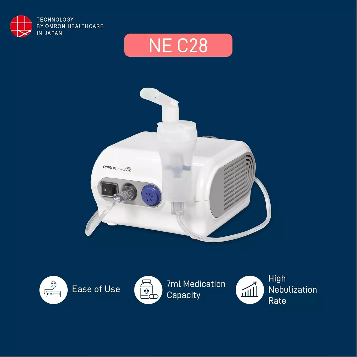 Omron Compressor Nebulizer 7 ml Medication Capacity for Child & Adult, NE-C28-C1