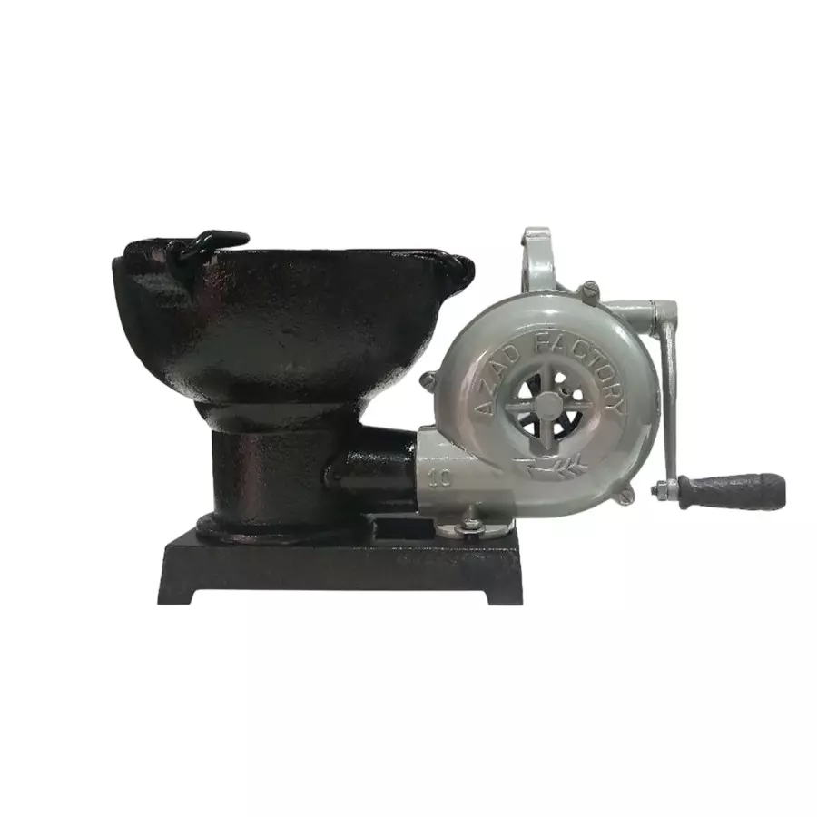 Azad Hand Blower with Furnace Manually Operated Iron Body Black and Light Grey Color, New Air Blower No. 10