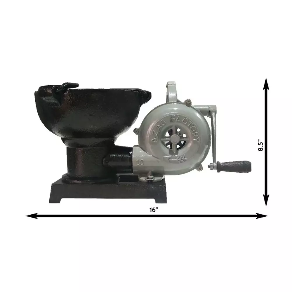 Azad Hand Blower with Furnace Manually Operated Iron Body Black and Light Grey Color, New Air Blower No. 10