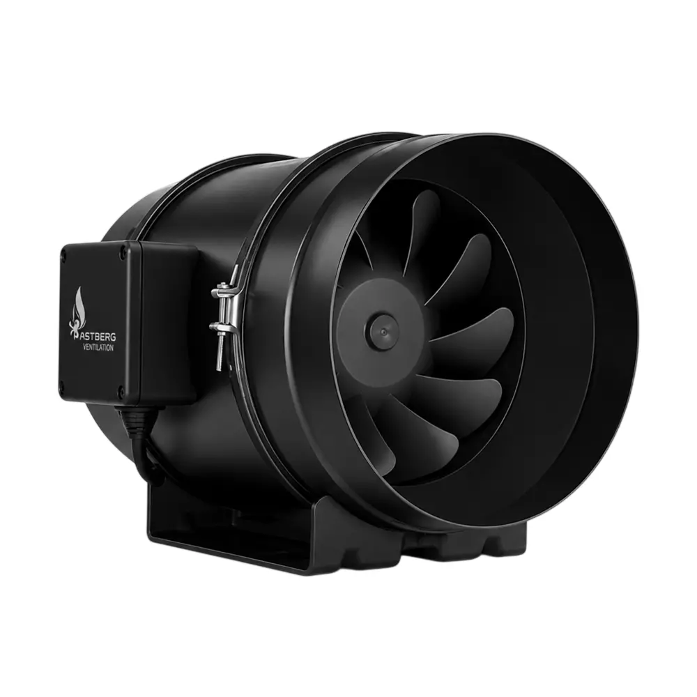 Astberg 200 mm (8 inch) 840 m³/h 43 dB Polyvinyl Chloride Black Inline Duct Fan, AF200