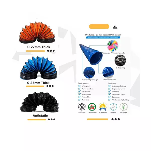 Excel 8 inch (200 mm) Hose For Portable Ventilation Air Blower 10 m