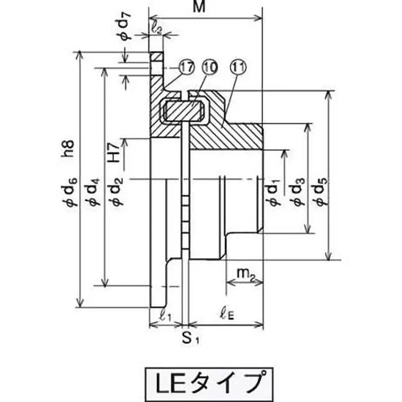 Mitsuboshi Nomex LE Type Chan Coupling Overall Length 85.5 mm, Max Torque 294 Nm, 6000 RPM, Nor-Mex LE112-158