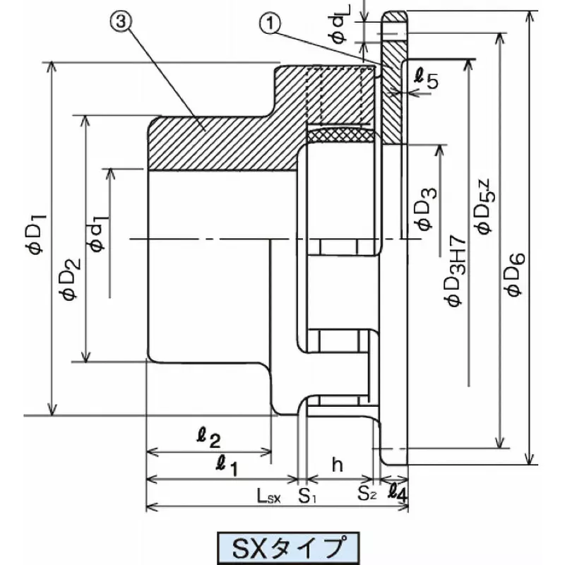 Mitsuboshi S Series SX Type Chan Coupling Overall Length 84.5 mm, Max Torque 167 Nm, 7250 RPM, SX100