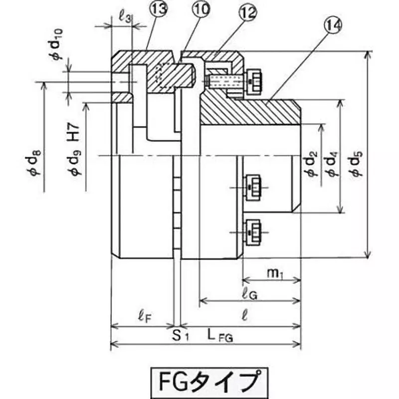 Mitsuboshi Nomex FG Type Chan Coupling Overall Length 140.5 mm, Max Torque 735 Nm, 4500 RPM, Nor-Mex FG148