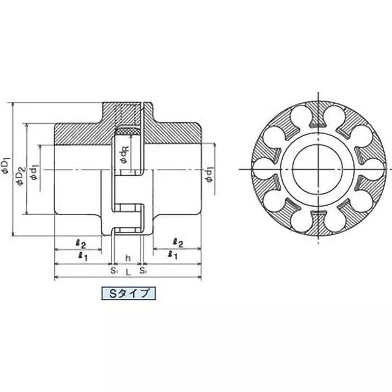 Mitsuboshi S Series S Type Chan Coupling Overall Length 270 mm, Max Torque 4360 Nm, 3250 RPM, S230St-U