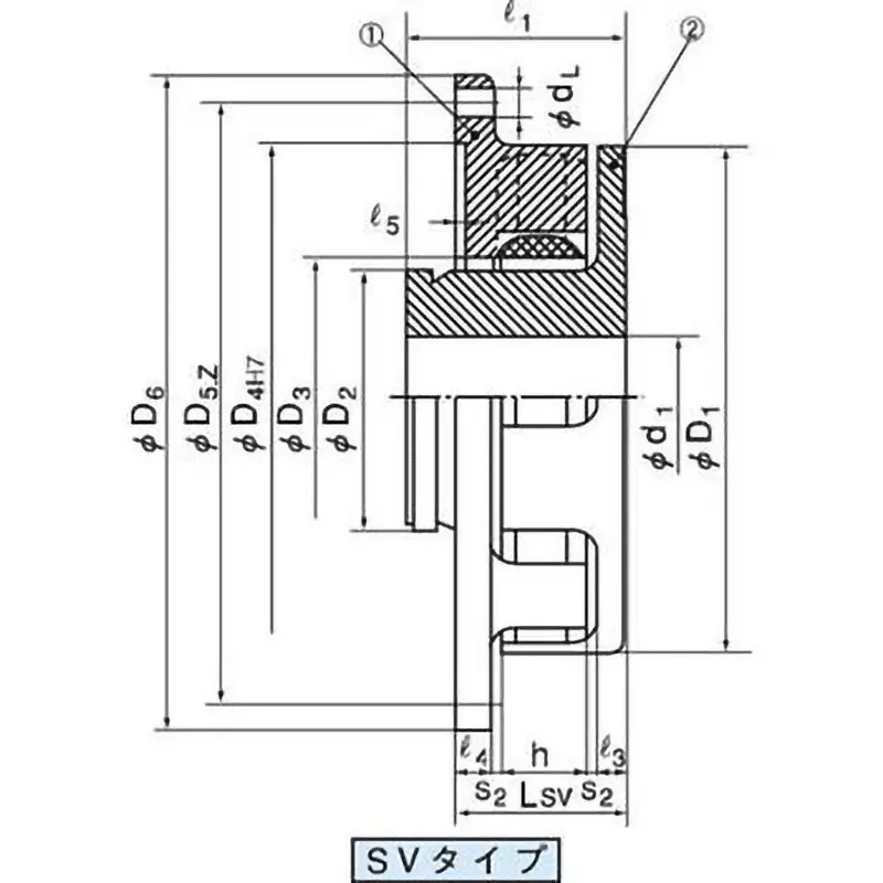 Mitsuboshi S Series SV Type Chan Coupling Overall Length 70 mm, Max Torque 2140 Nm, 3250 RPM, SV230St/Al-G80