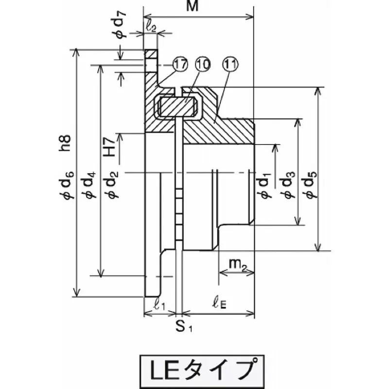 Mitsuboshi Nomex LE Type Chan Coupling Overall Length 59 mm, Max Torque 88.3 Nm, 8000 RPM, LE82-120