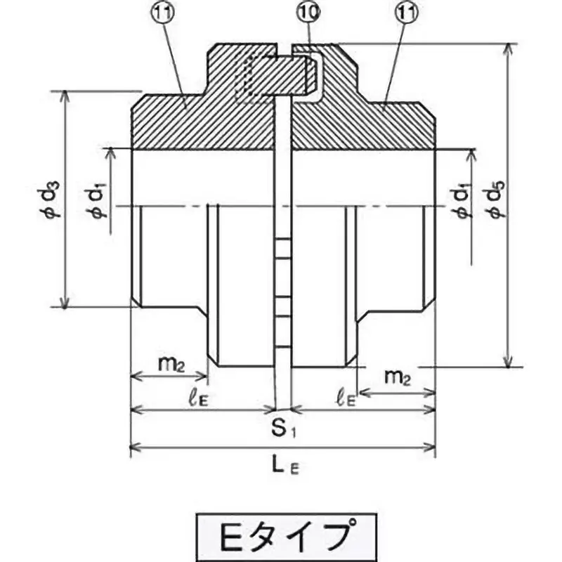 Mitsuboshi Nomex E Type Chan Coupling Overall Length 285.5 mm, Max Torque 7350 Nm, 2500 RPM, Nor-Mex E265